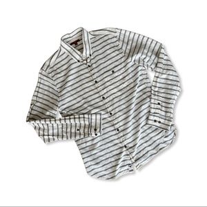 7 For All Mankind Mens Button Front Blue Stripe Shirt - MED